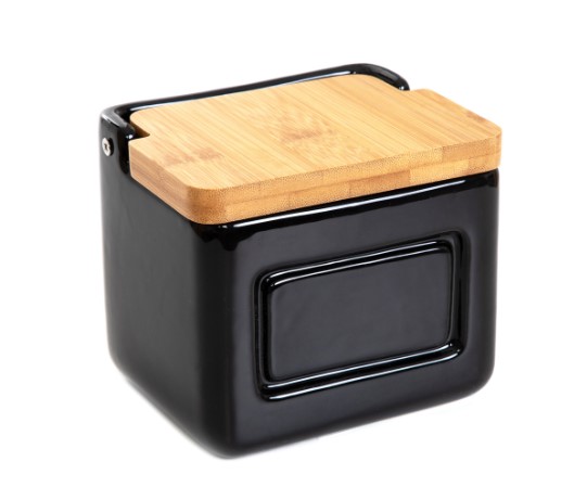 Homla Δοχείο Κεραμικό-Bamboo Black 12x11εκ. Lipper Homla 213995 (Υλικό: Κεραμικό, Χρώμα: Μαύρο) - Homla - 213995